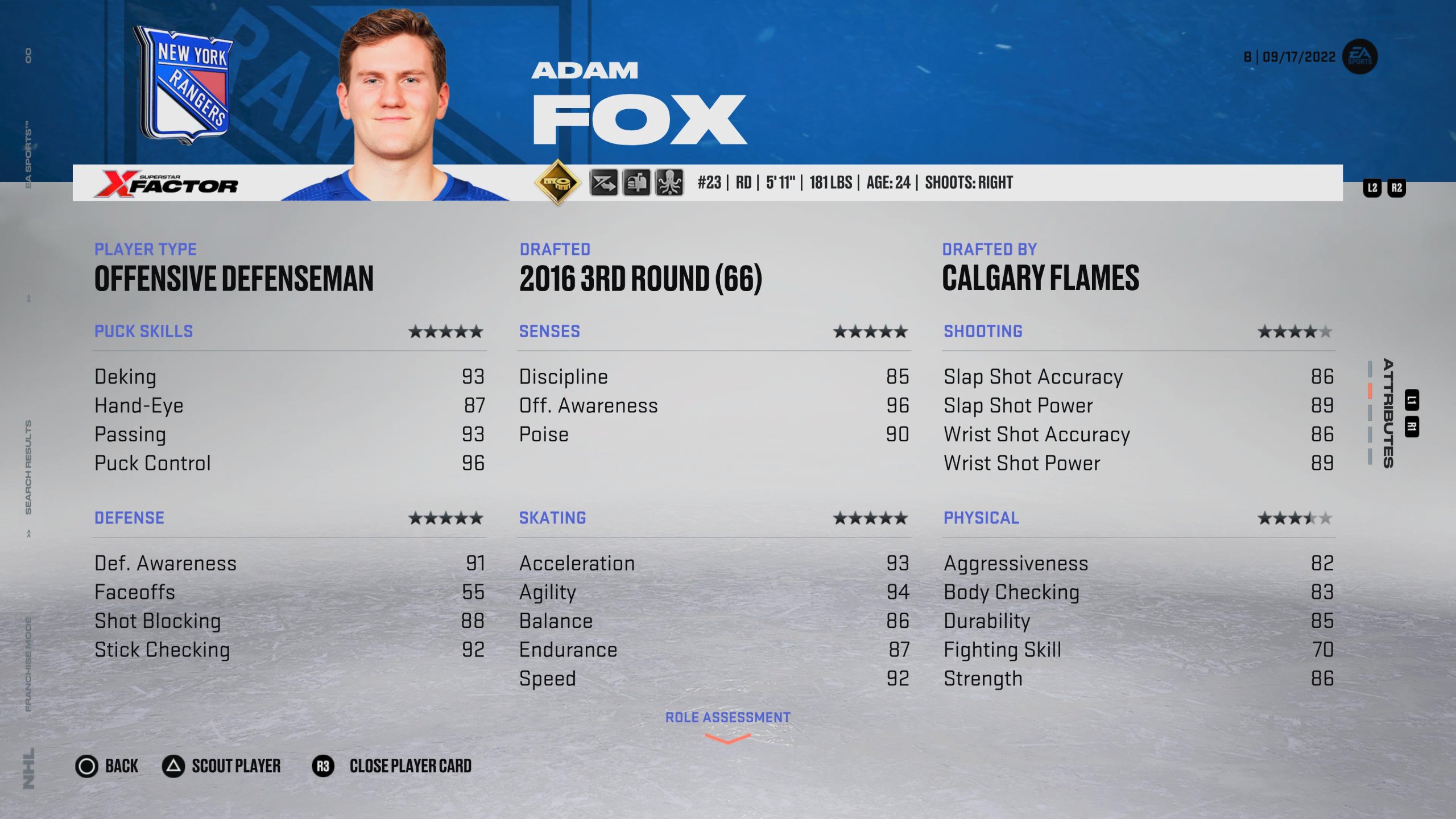 Adam Fox - Uno dei migliori difensori di NHL 23