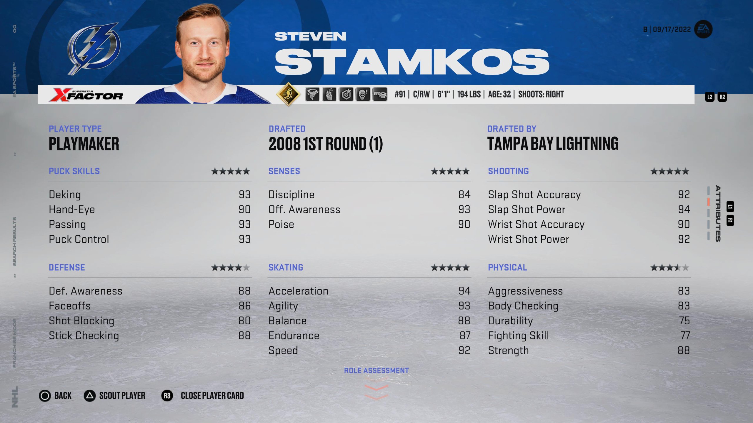 Steven Stamkos - Uno dei migliori centri di NHL 23.