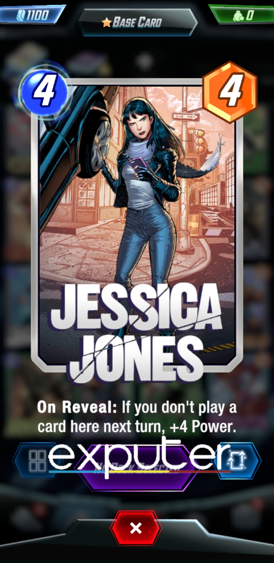 Scheda iniziale di Jessica Jones in Marvel Snap 