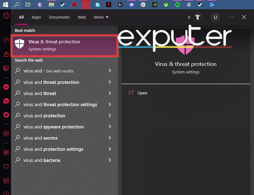 Protezione da virus e minacce di Windows 10