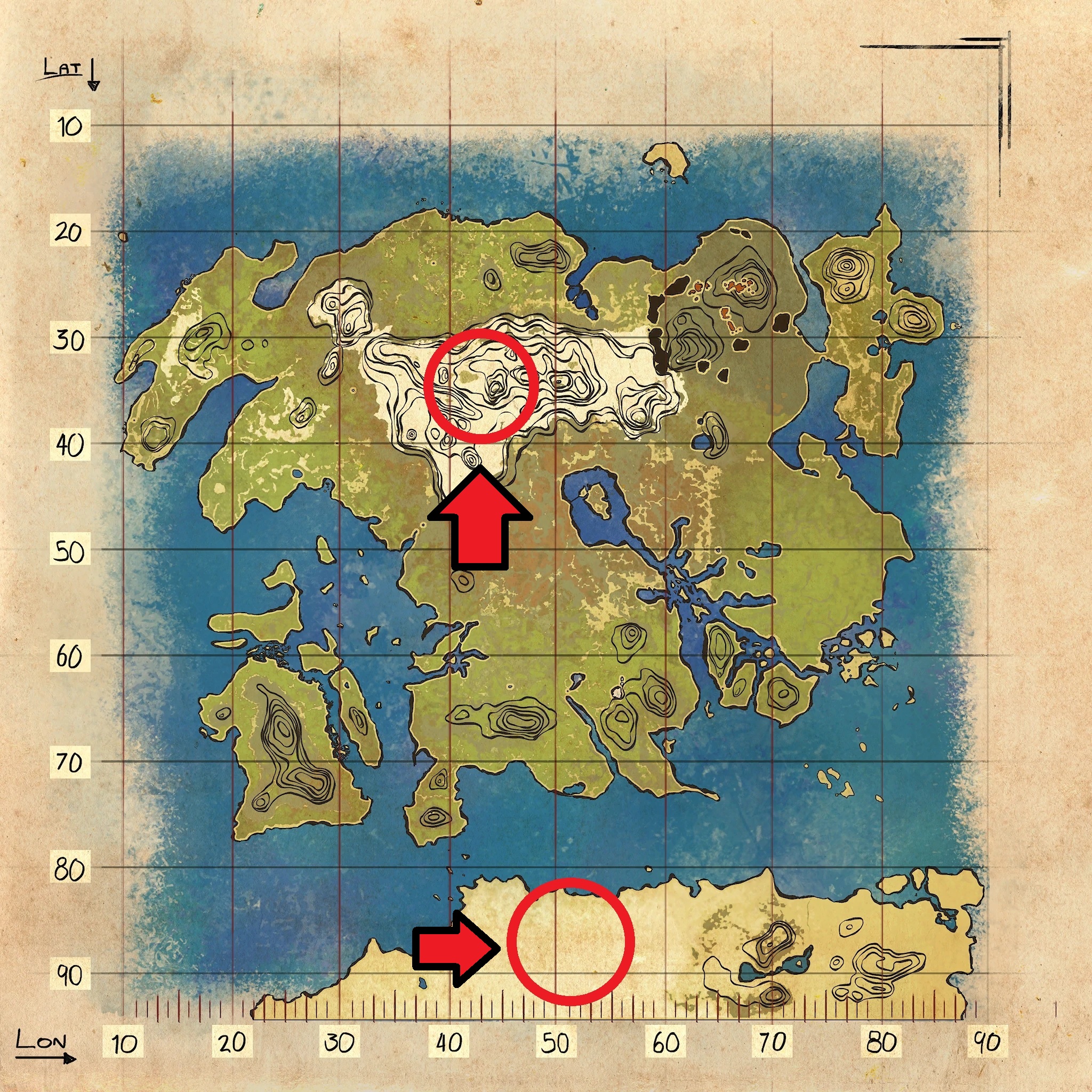 Polymer si trova qui nella mappa delle risorse di Lost Island in Ark