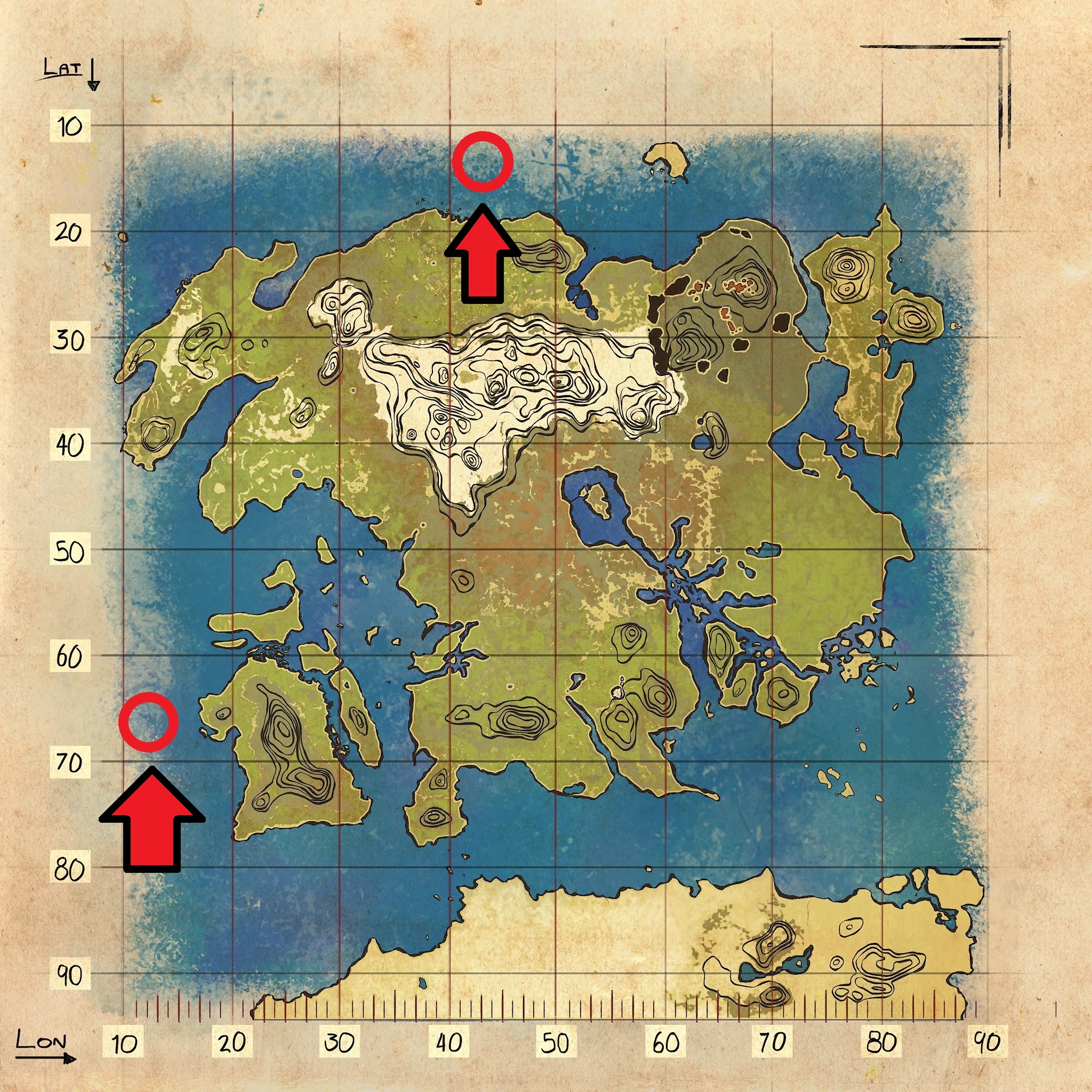 Mappa delle risorse petrolifere in Lost Island in Ark.