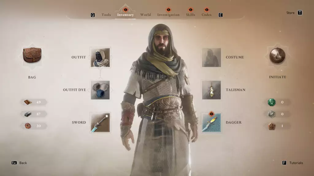 Inventario di Assassin's Creed Mirage 