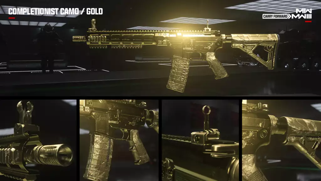 Mimetica arma dorata in Call of Duty: Modern Warfare 3. 