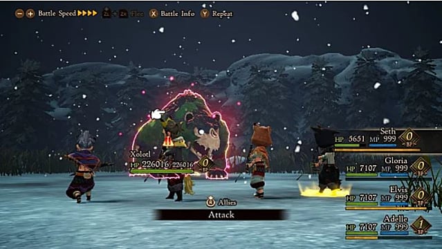 Gruppo di quattro eroi che combattono il boss Xolotl.