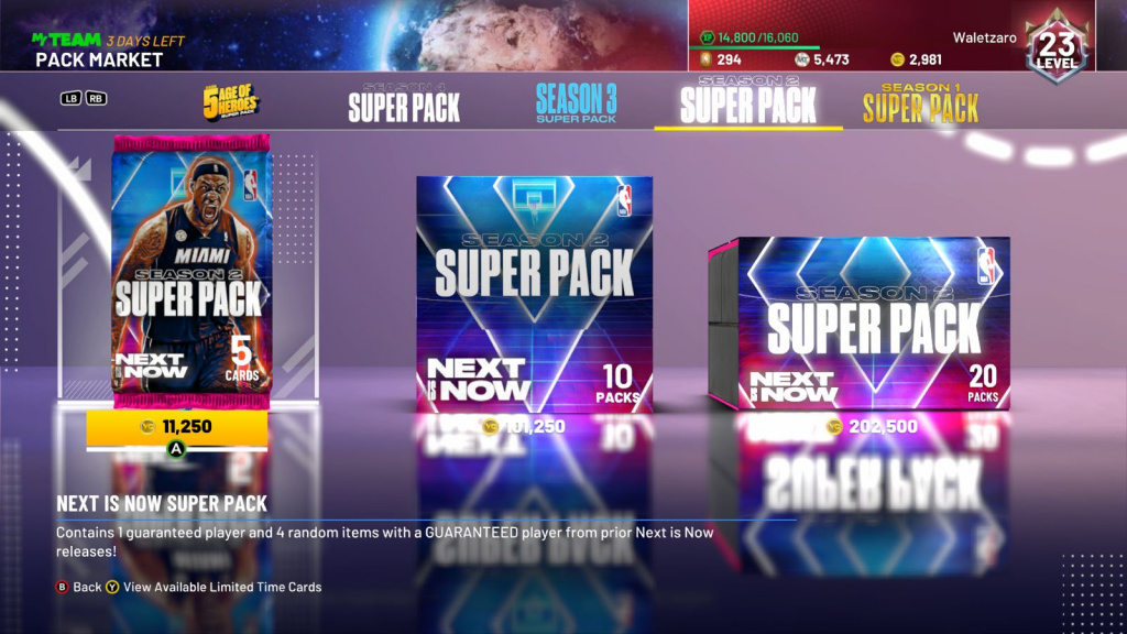 NBA 2K21 Next è ora Super Pack Market