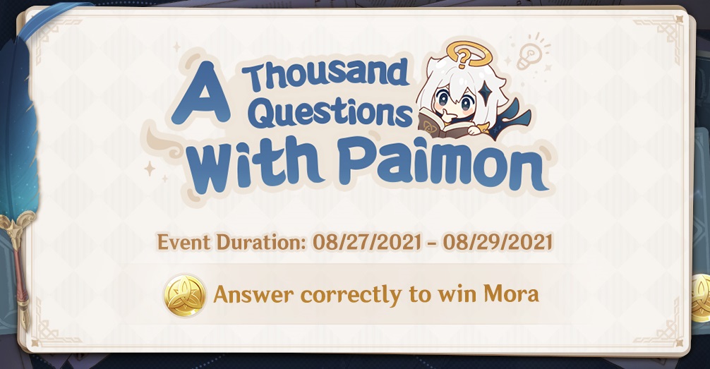 Thousand Questions with Paimon Quiz genshin impact 2.0 answers schedule how to join