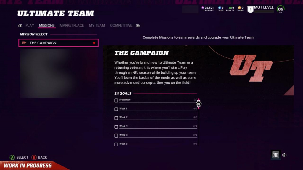 Madden 22 Madden Ultimate Team La schermata principale della campagna