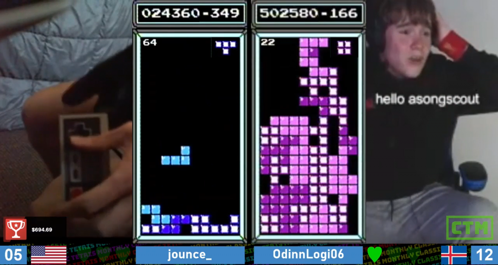 Il giocatore di Tetris batte il record mondiale di Classic durante il torneo, supera 1,6 milioni di punti