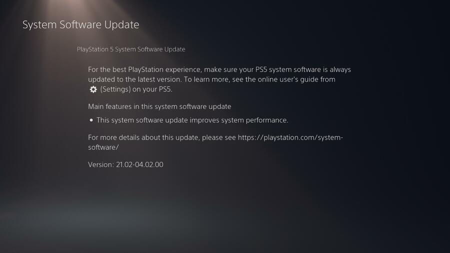 Aggiornamento firmware PS5 21.02-04.02.00
