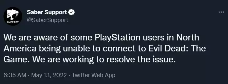 I server di Evil Dead The Game controllano lo stato del server Problemi di rete di connessione Impossibile connettere gli errori di supporto della sciabola