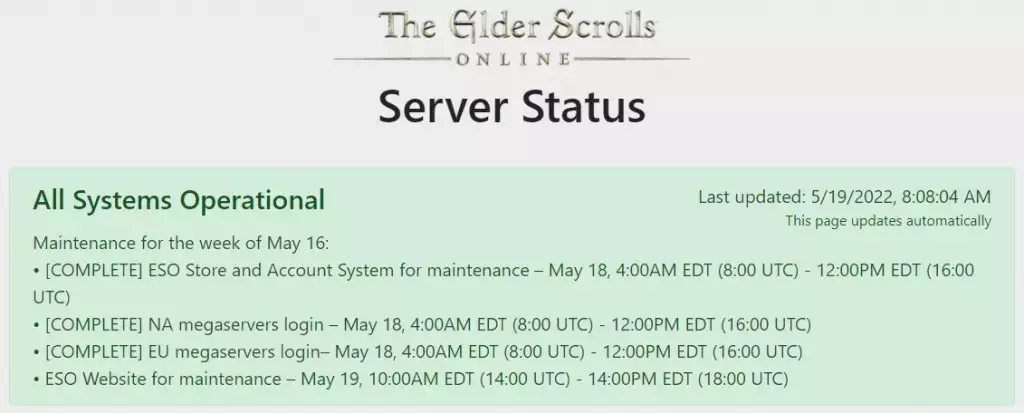 Elder Scrolls Online Server ESO giù come controllare lo stato del server megaserver PC PlayStation Problemi di connessione Xbox impossibile connettersi