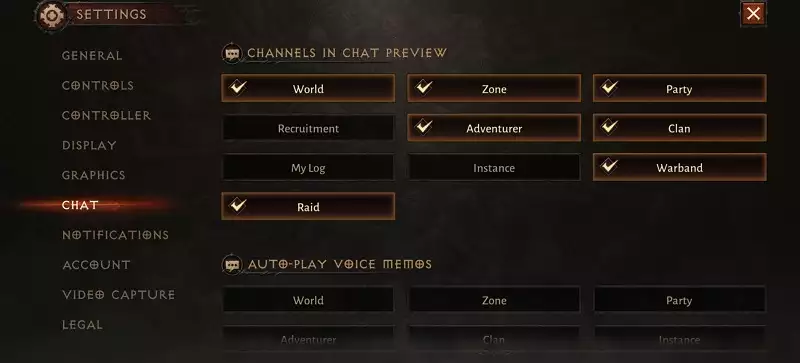 Diablo Immortal Chat Box Preview disabilita le impostazioni come memo vocale impostazione chat world clan zone