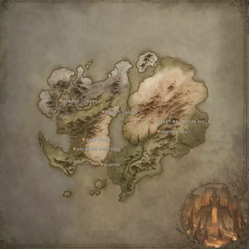 Diablo Immortal mappa le aree delle regioni