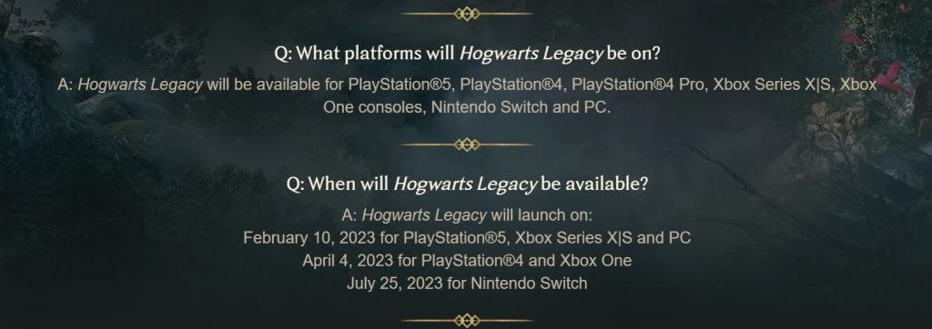 Date di rilascio per Hogwarts Legacy e le console in cui verranno rilasciate