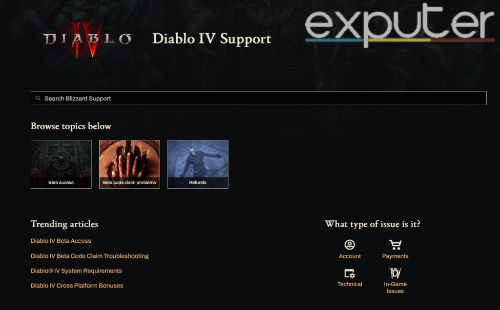 Assistenza clienti ufficiale di Diablo 4 