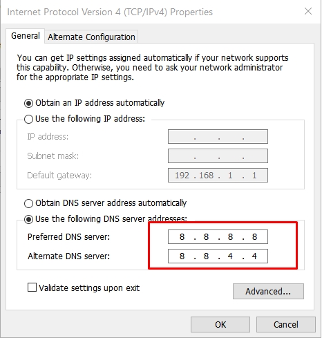 Server DNS alternativo
