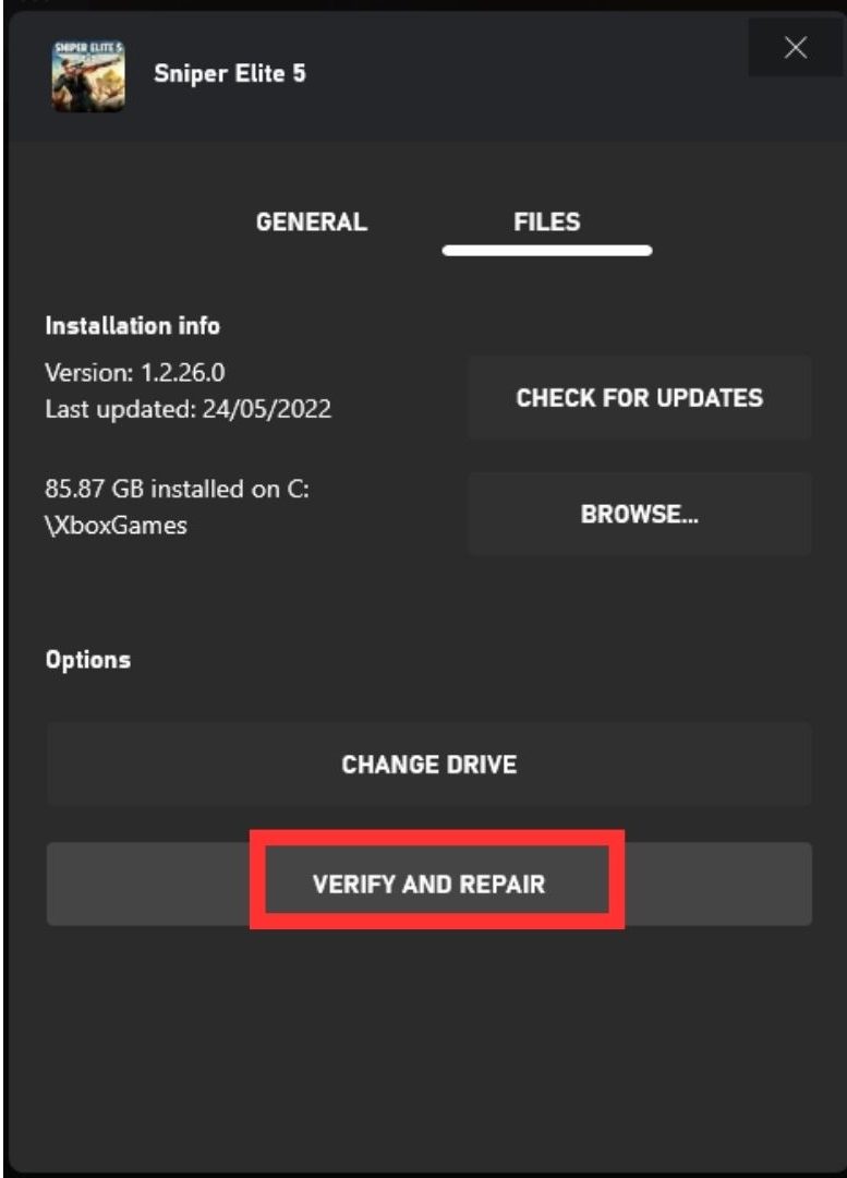 Verifica e ripara i file nell'app Xbox